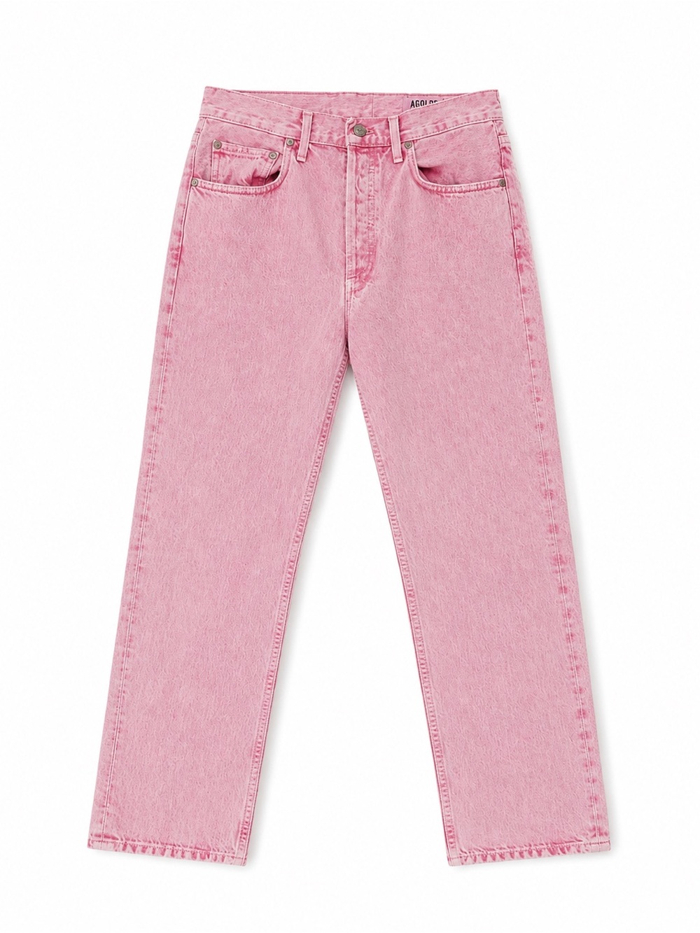 AGOLDE Riley Pink Jeans High Rise Straight Leg 100% Cotton Denim Sz 26 cotton